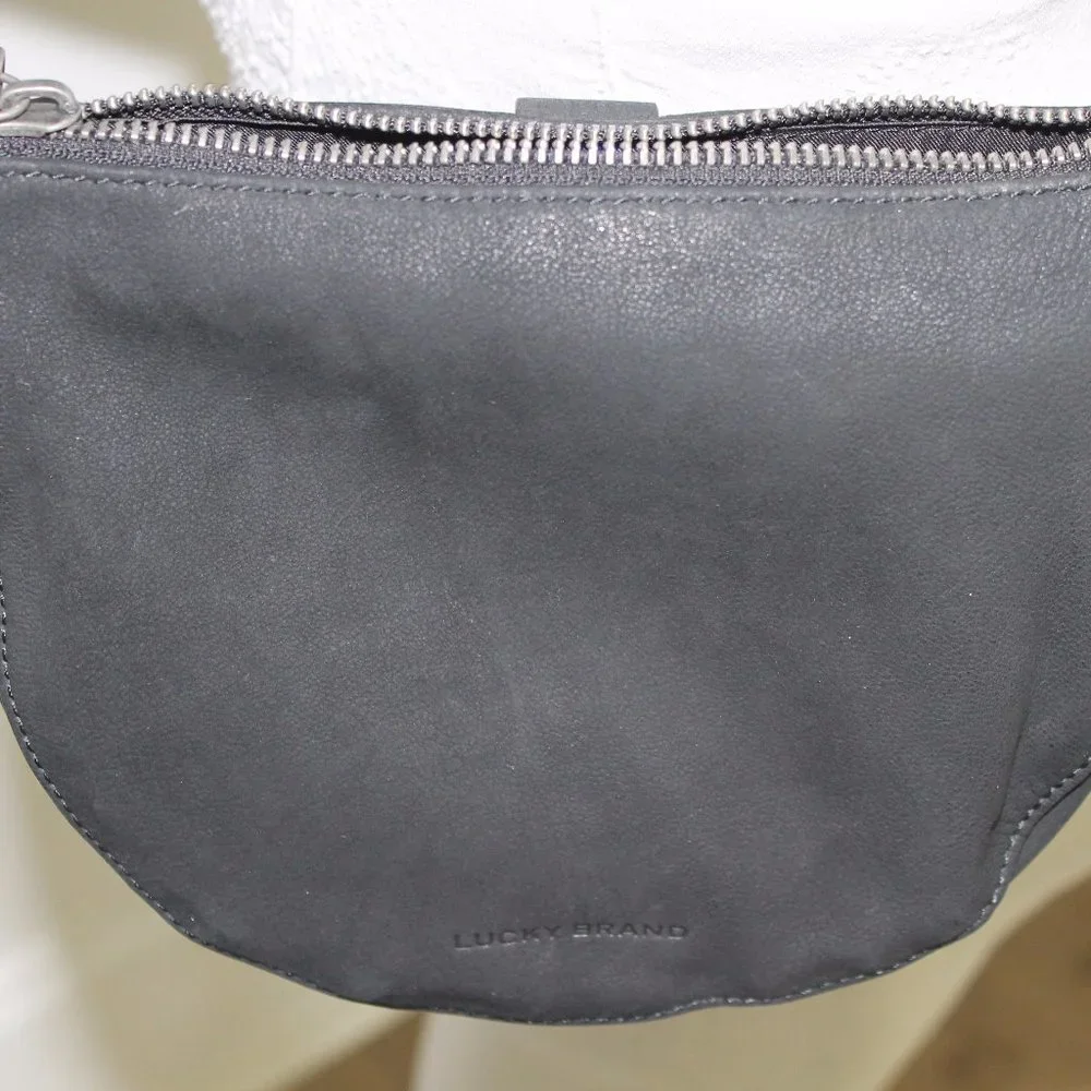 REDUCED Lucky Brand Crossbody Black Nubuck Leather Bag Purse Small